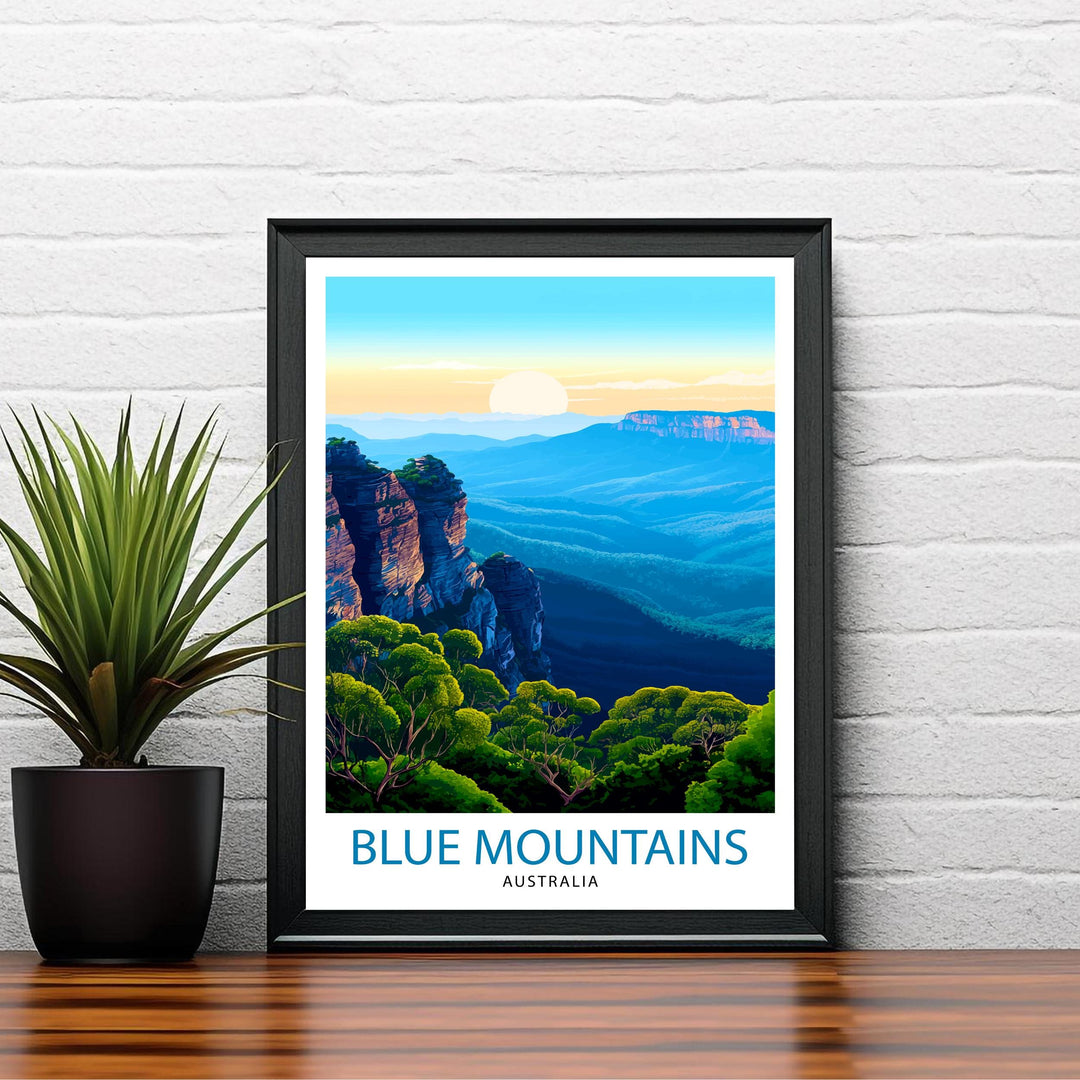 Blue Mountains Australia Travel Print Wall Decor Wall Art Blue Mountains Wall Hanging Home Décor Blue Mountains Gift Art Lovers Australian