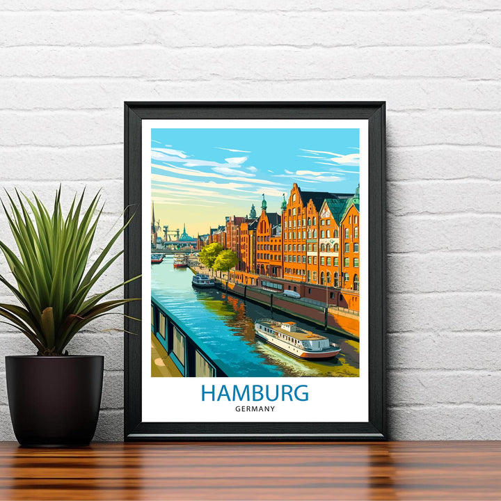 Hamburg Germany Travel Print Wall Decor Wall Art Hamburg Wall Hanging Home Décor Hamburg Gift Art Lovers German Art Lover Gift Print Art