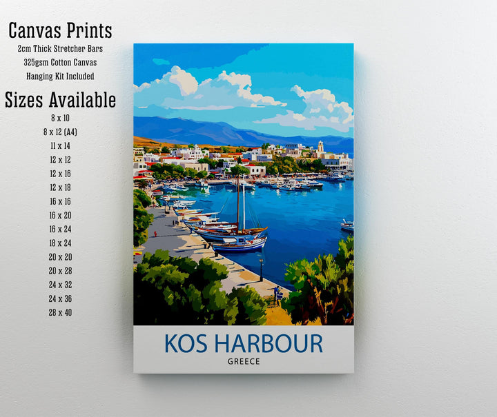 Kos Harbour Greece Travel Print Wall Decor Wall Art Kos Harbour Wall Hanging Home Décor Kos Gift Art Lovers Greek Art Lover Gift Print Art