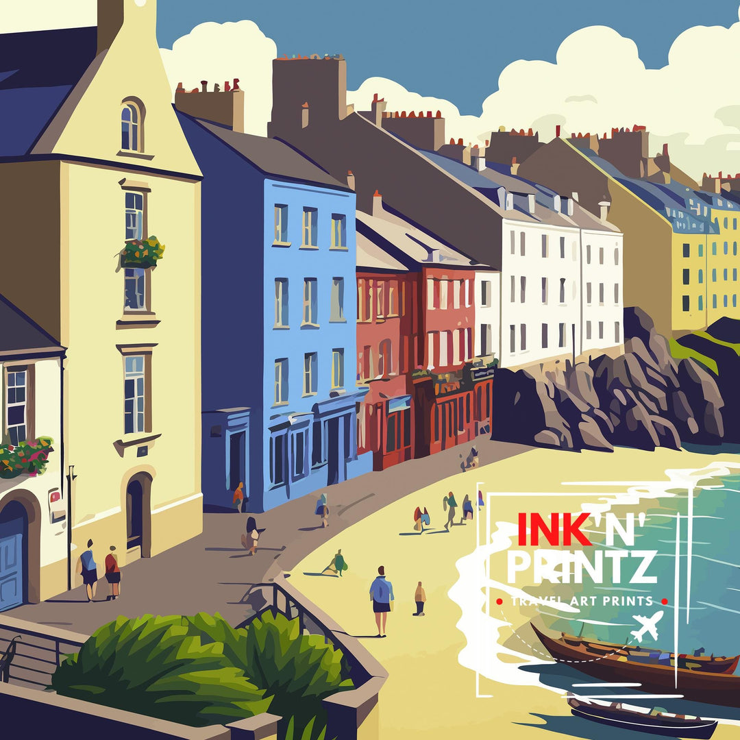 Tenby Pembrokshire Travel Poster, Art Poster , Wall Art, Art Poster