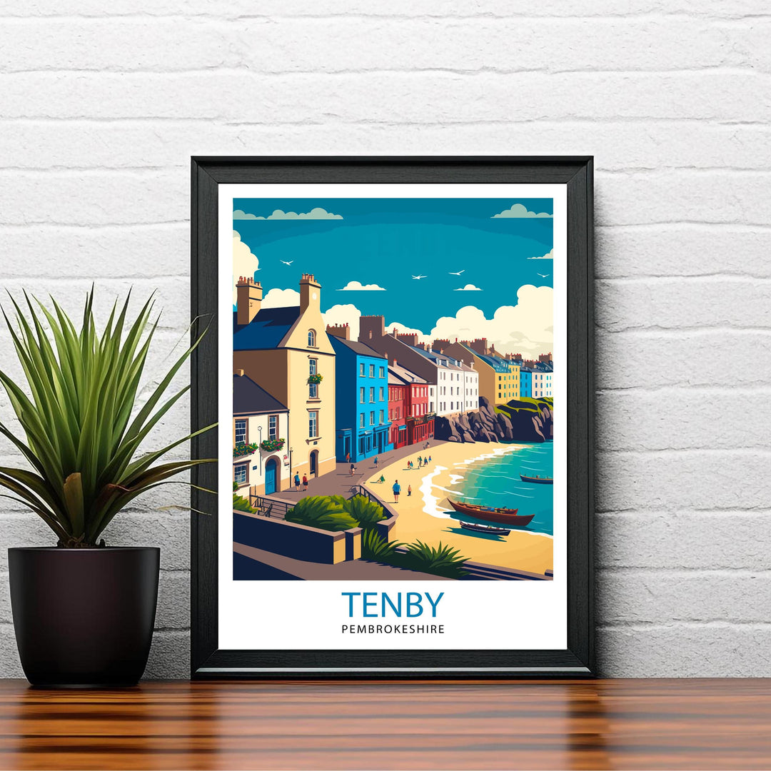 Tenby Pembrokshire Travel Poster, Art Poster , Wall Art, Art Poster