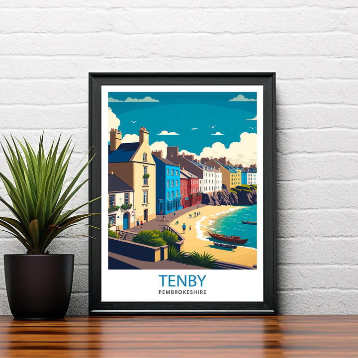 Tenby Pembrokshire Travel Poster, Art Poster , Wall Art, Art Poster