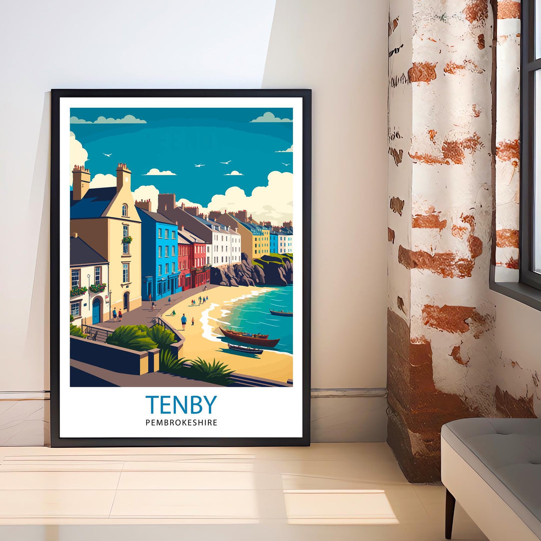 Tenby Pembrokshire Travel Poster, Art Poster , Wall Art, Art Poster