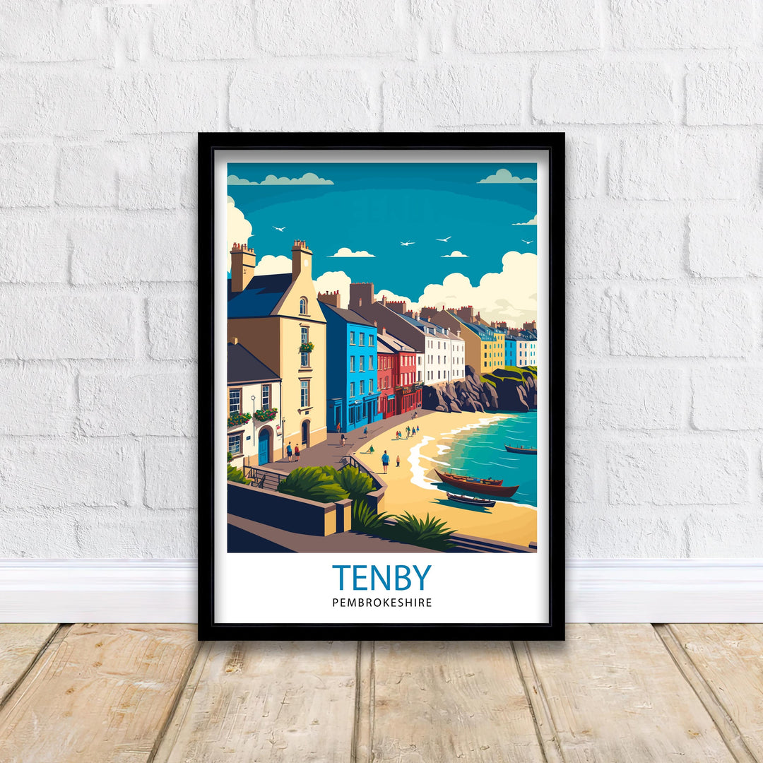 Tenby Pembrokshire Travel Poster, Art Poster , Wall Art, Art Poster