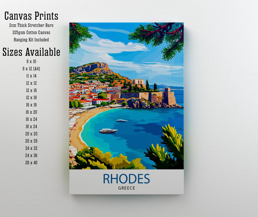 Rhodes Greece Travel Print Rhodes Island Wall Decor Rhodes Greece Poster Greek Island Travel Prints Rhodes Art Print Rhodes Illustration