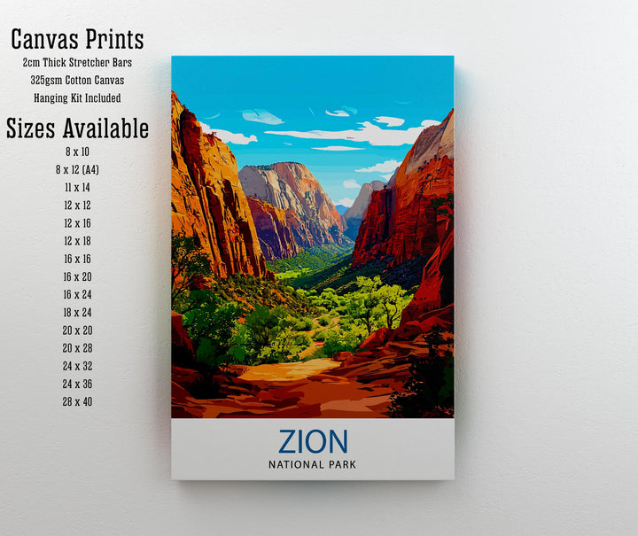 Zion National Park Utah Travel Print Wall Decor Wall Art Zion Wall Hanging Home Décor Zion Gift Art Lovers American Art Lover Gift Print Art