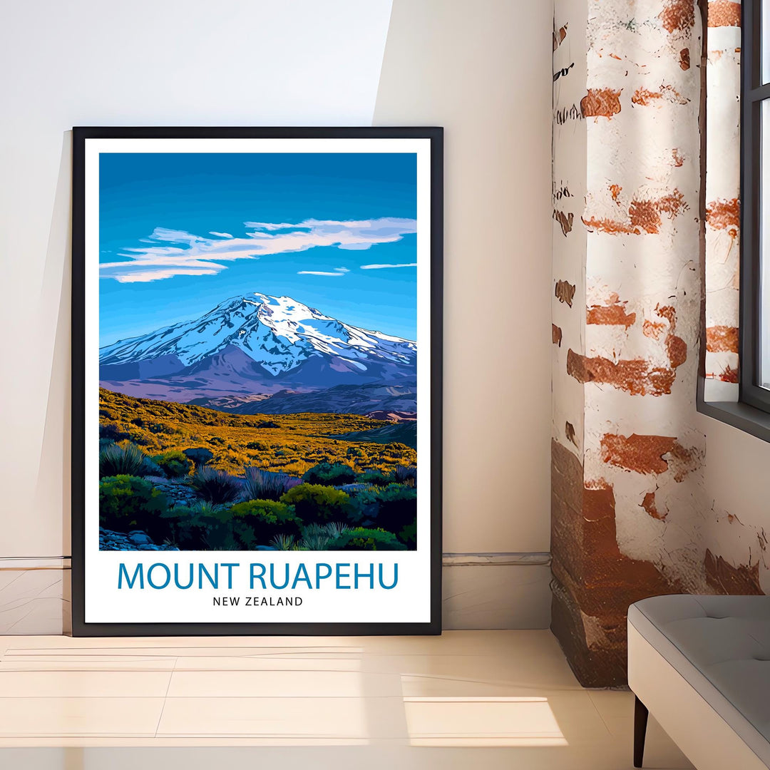 Mt. Ruapehu New Zealand Travel Poster