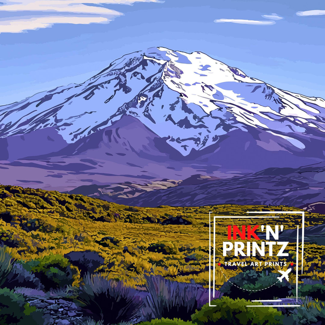 Mt. Ruapehu New Zealand Travel Poster