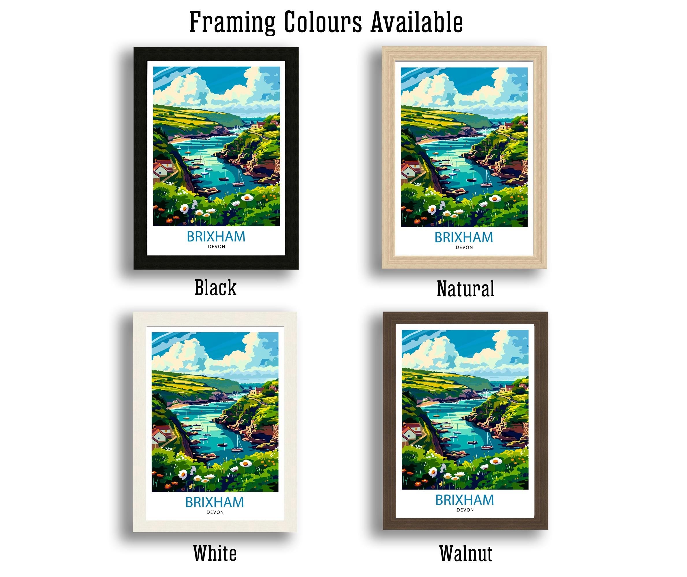 Brixham Devon Travel Poster English Seaside Town Art Devonshire Harbor Print British Coastal Wall Decor Fishing Village Illustration
