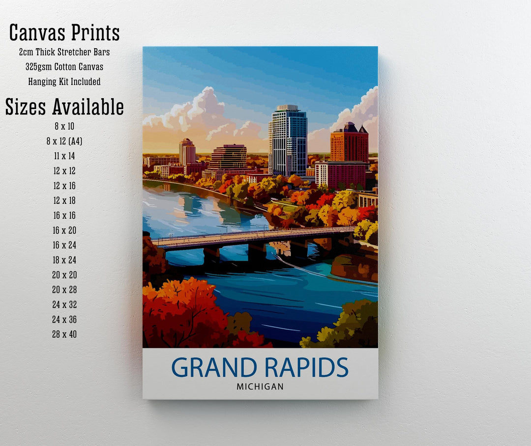 Grand Rapids Michigan Travel Print Wall Decor Wall Art Grand Rapids Wall Hanging Home Décor Grand Rapids Gift Art Lovers Michigan Art Lover