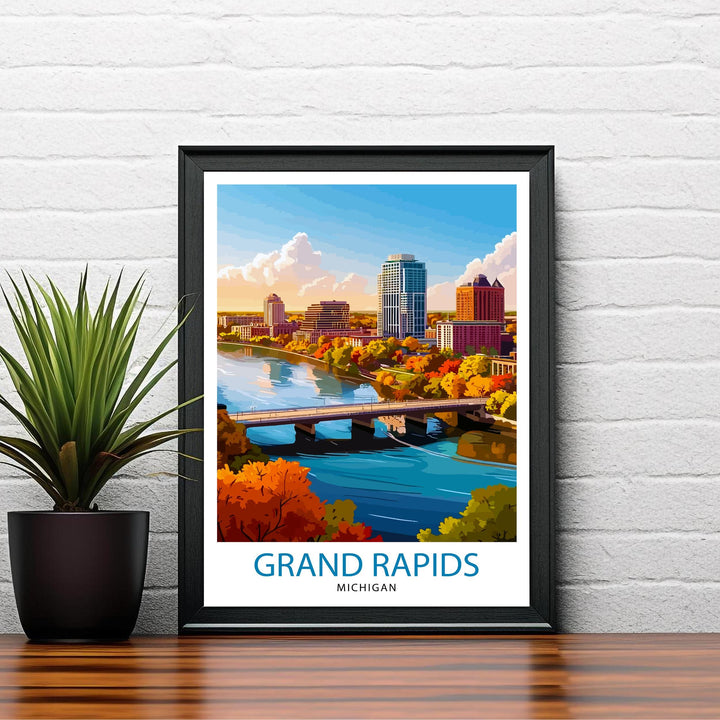 Grand Rapids Michigan Travel Print Wall Decor Wall Art Grand Rapids Wall Hanging Home Décor Grand Rapids Gift Art Lovers Michigan Art Lover