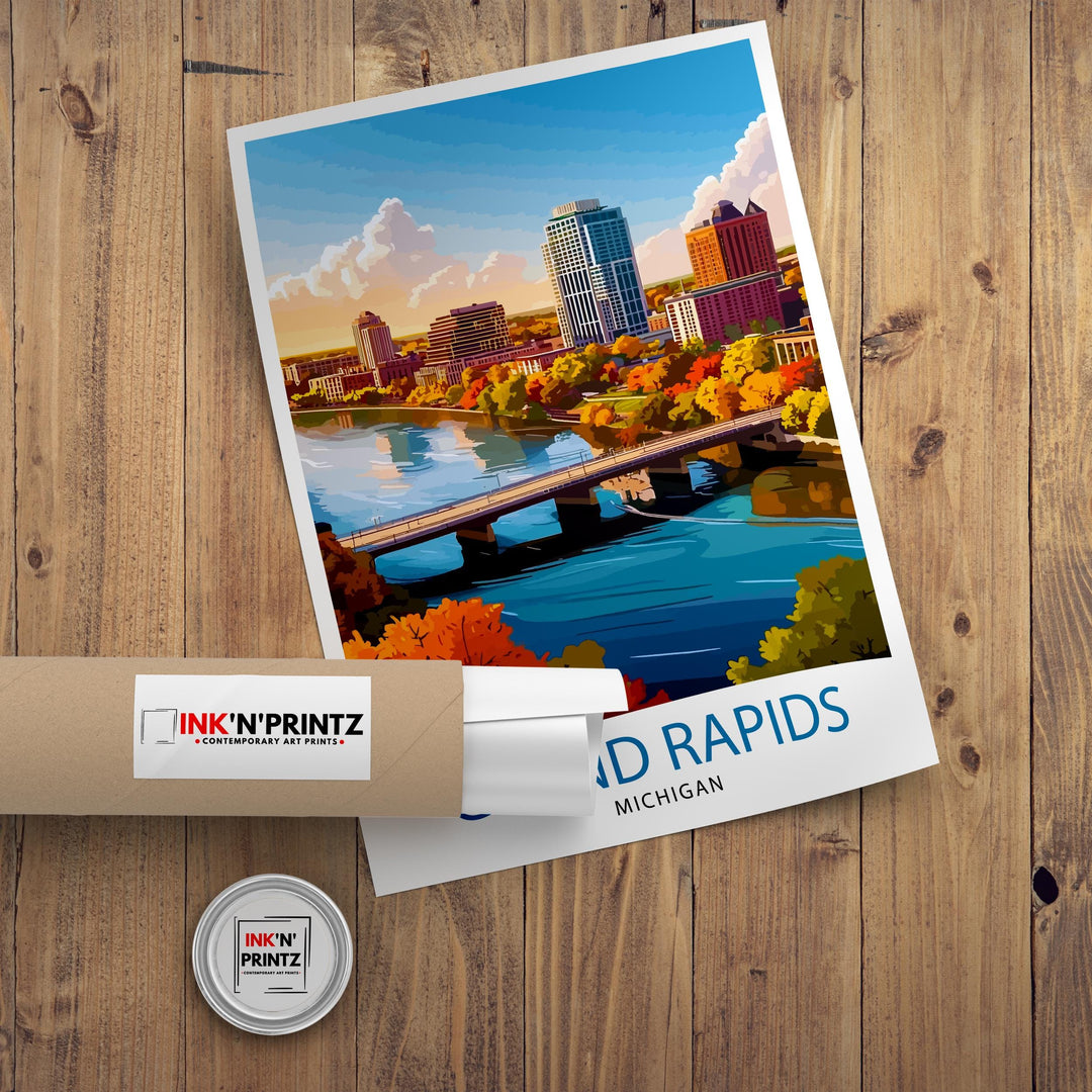 Grand Rapids Michigan Travel Print Wall Decor Wall Art Grand Rapids Wall Hanging Home Décor Grand Rapids Gift Art Lovers Michigan Art Lover