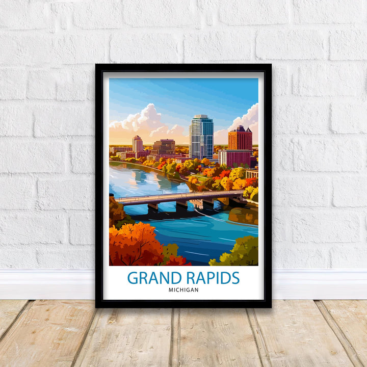 Grand Rapids Michigan Travel Print Wall Decor Wall Art Grand Rapids Wall Hanging Home Décor Grand Rapids Gift Art Lovers Michigan Art Lover