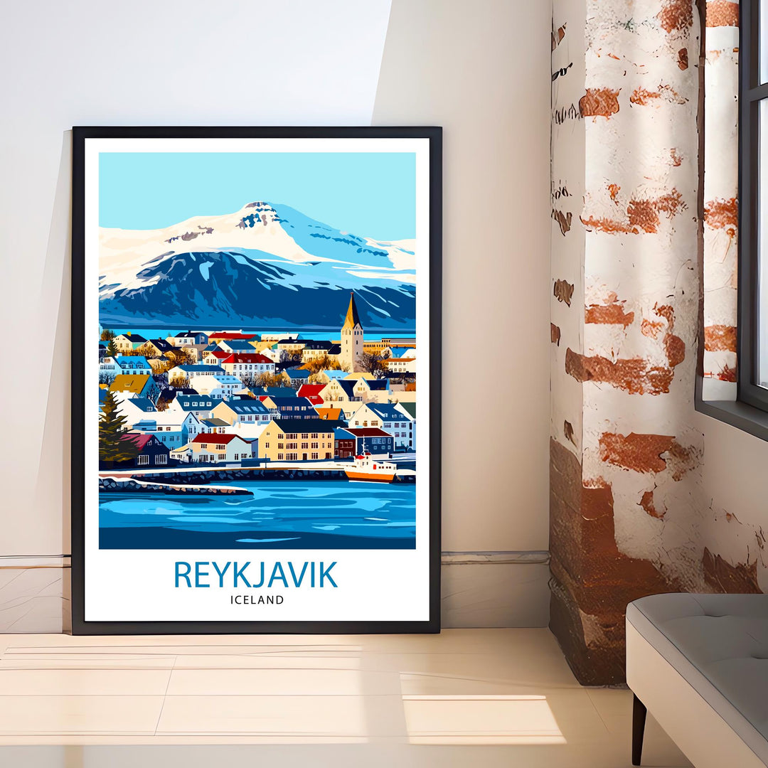 Reykjavik Iceland Travel Print Wall Decor Wall Art Reykjavik Wall Hanging Home Décor Reykjavik Gift Art Lovers Icelandic Art Lover Gift