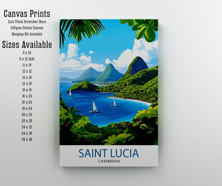 St. Lucia Caribbean Travel Print Wall Decor Wall Art St. Lucia Wall Hanging Home Décor St. Lucia Gift Art Lovers Caribbean Art Lover Gift