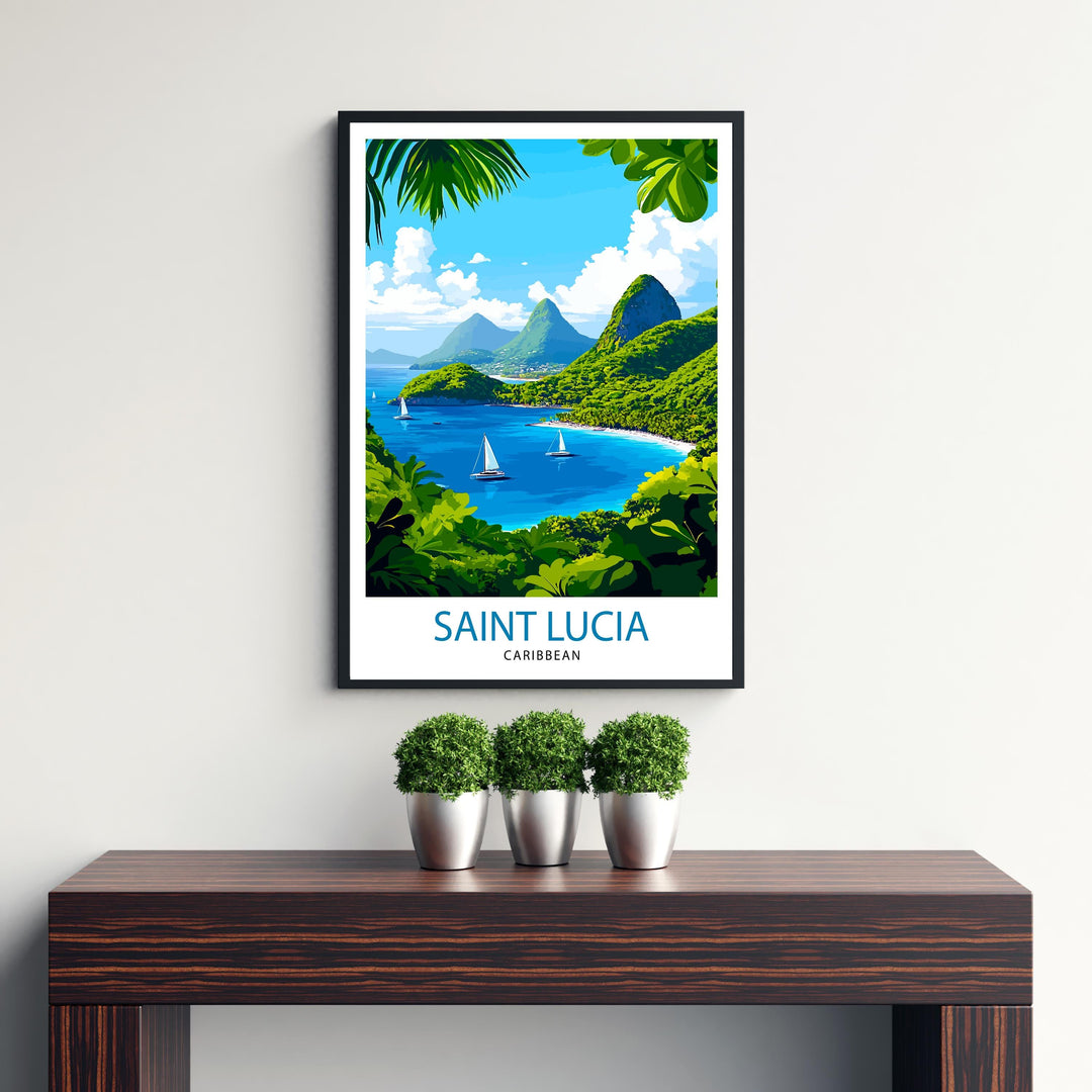 St. Lucia Caribbean Travel Print Wall Decor Wall Art St. Lucia Wall Hanging Home Décor St. Lucia Gift Art Lovers Caribbean Art Lover Gift