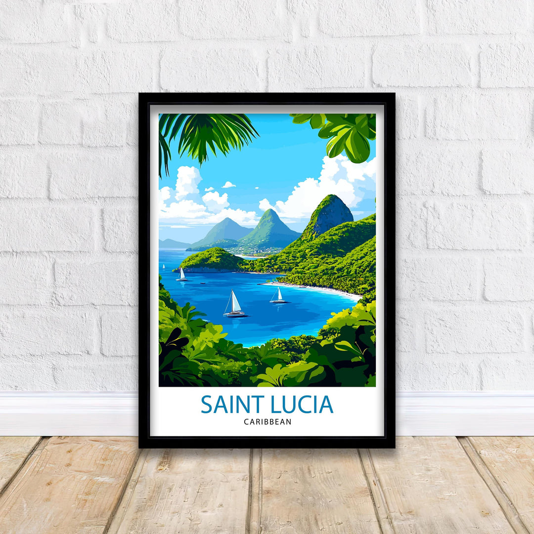 St. Lucia Caribbean Travel Print Wall Decor Wall Art St. Lucia Wall Hanging Home Décor St. Lucia Gift Art Lovers Caribbean Art Lover Gift