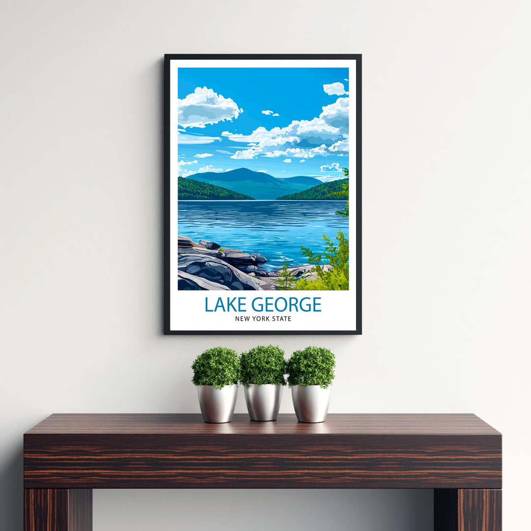 Lake George New York Travel Print Wall Decor Wall Art Lake George Wall Hanging Home Décor Lake George Gift Art Lovers American Art Lover