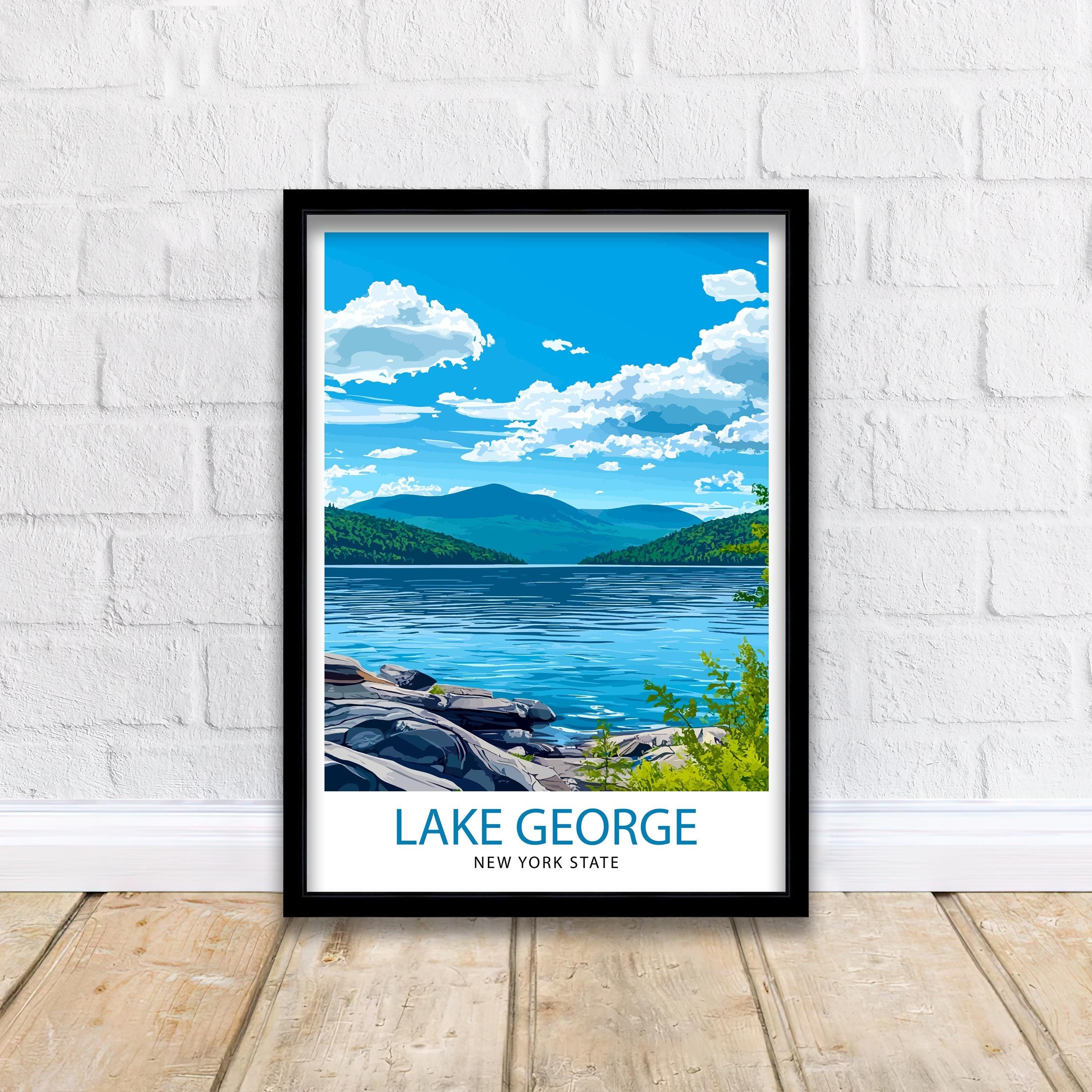 Lake George New York Travel Print Wall Decor Wall Art Lake George Wall Hanging Home Décor Lake George Gift Art Lovers American Art Lover