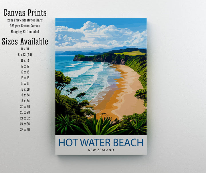 Hot Water Beach New Zealand Travel Poster