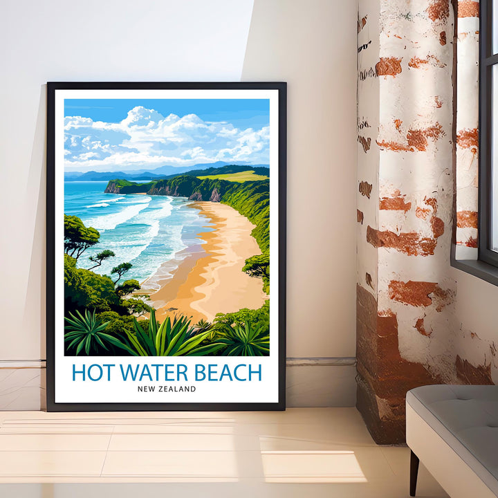 Hot Water Beach New Zealand Travel Poster