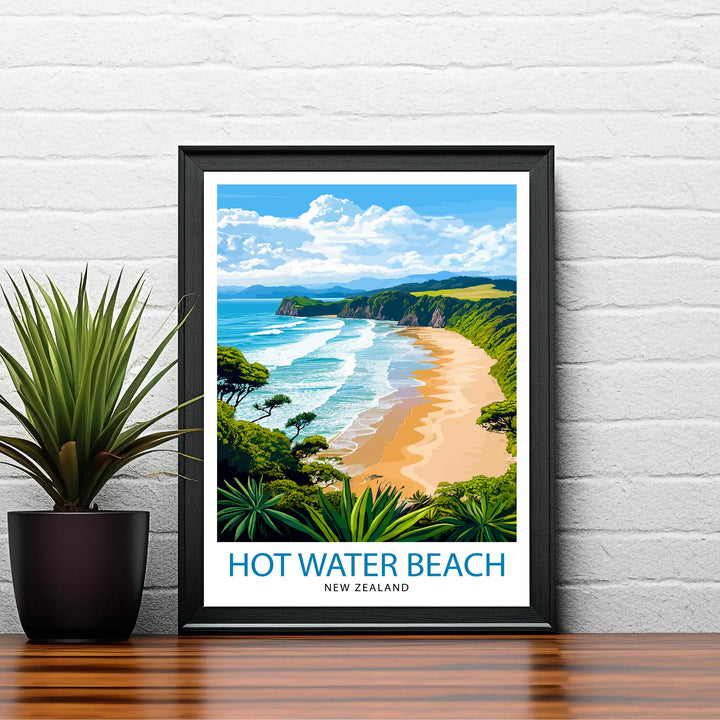 Hot Water Beach New Zealand Travel Poster