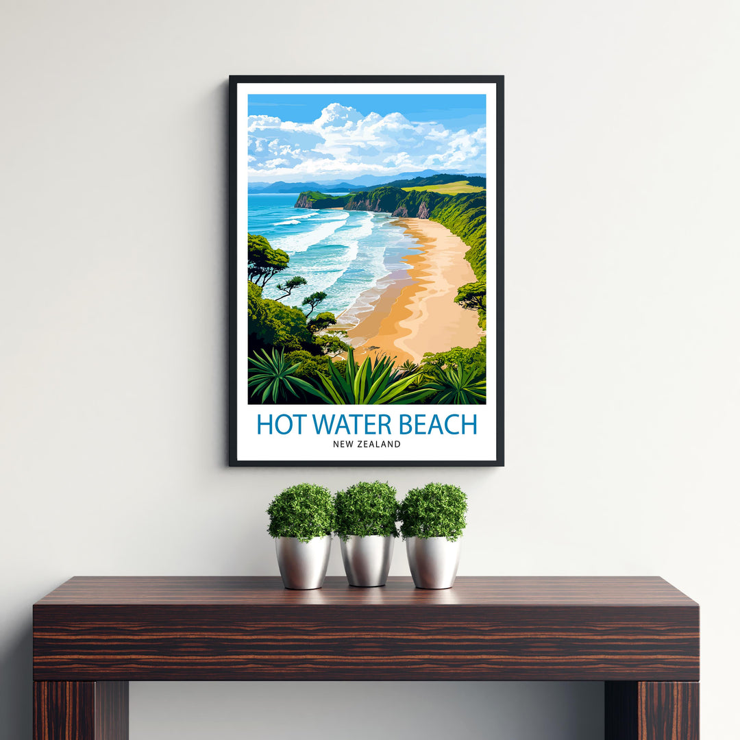 Hot Water Beach New Zealand Travel Poster