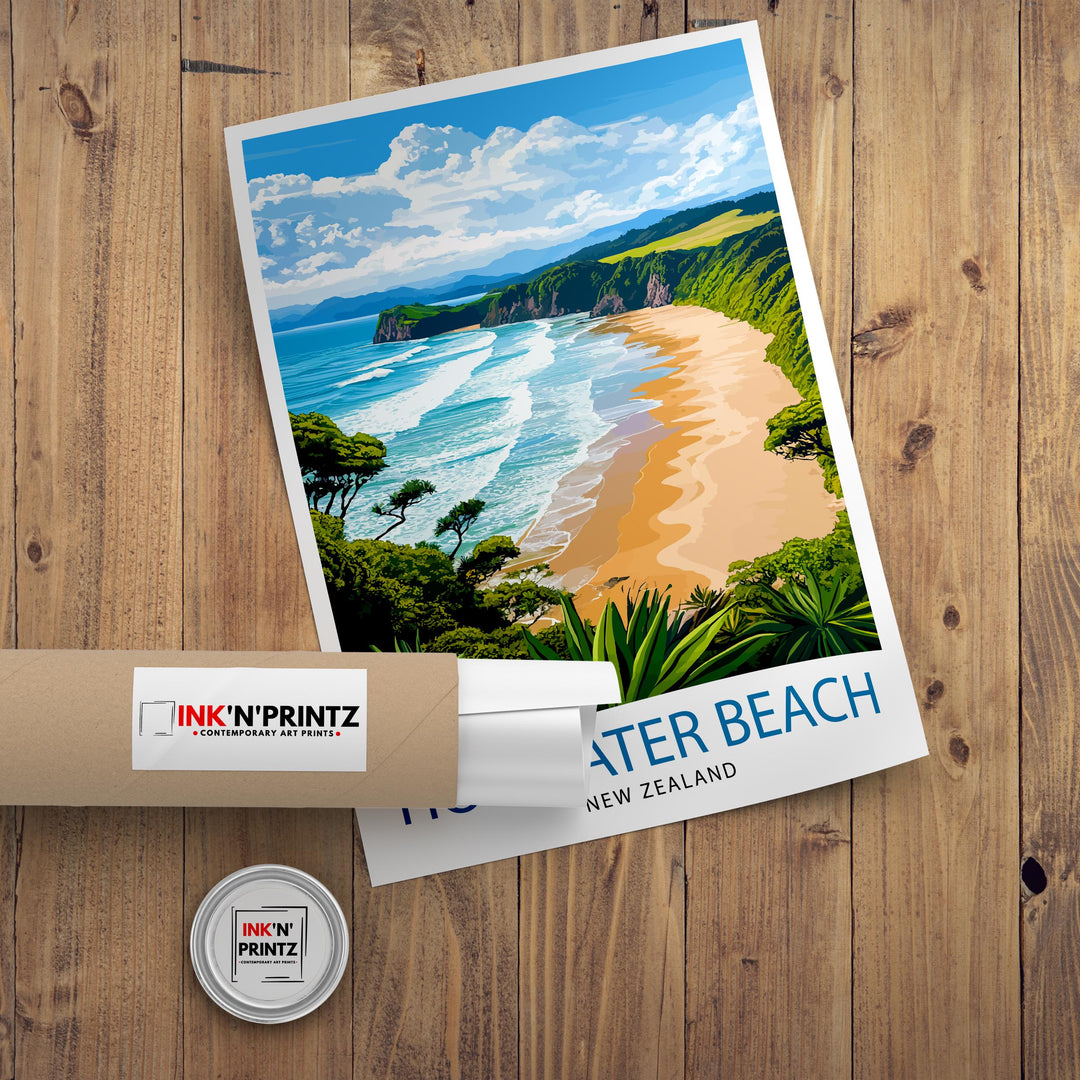 Hot Water Beach New Zealand Travel Poster