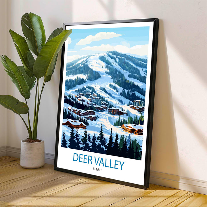 Deer Valley Ski Resort Utah Travel Print Wall Decor Wall Art Deer Valley Wall Hanging Home Décor Ski Resort Gift Art Lovers Winter Sports