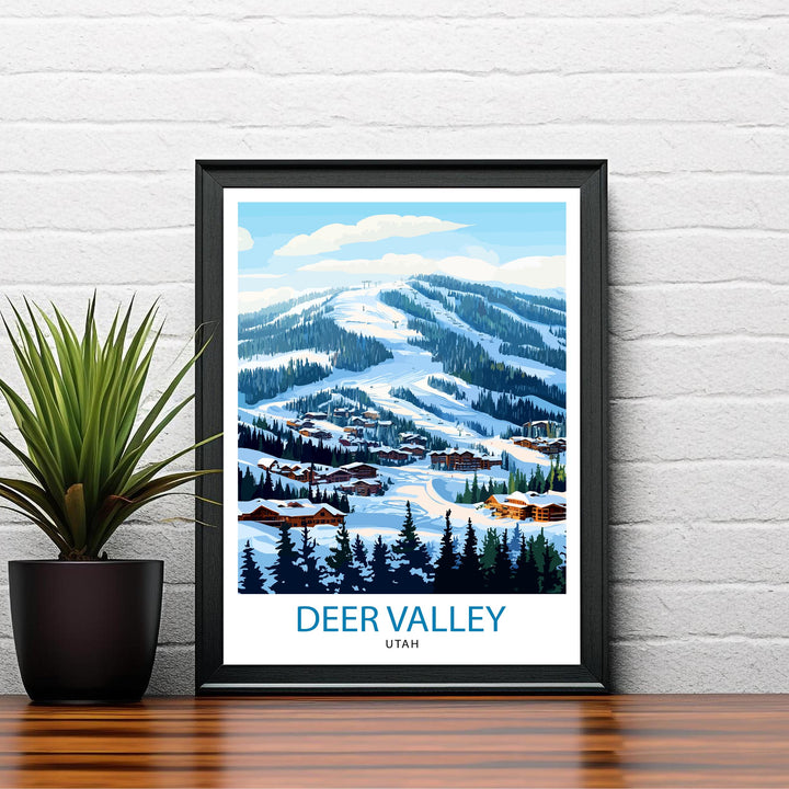 Deer Valley Ski Resort Utah Travel Print Wall Decor Wall Art Deer Valley Wall Hanging Home Décor Ski Resort Gift Art Lovers Winter Sports