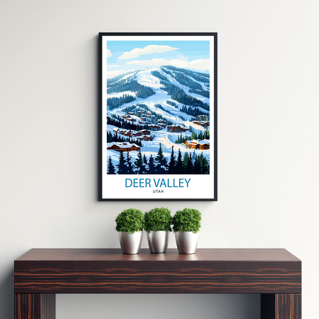 Deer Valley Ski Resort Utah Travel Print Wall Decor Wall Art Deer Valley Wall Hanging Home Décor Ski Resort Gift Art Lovers Winter Sports