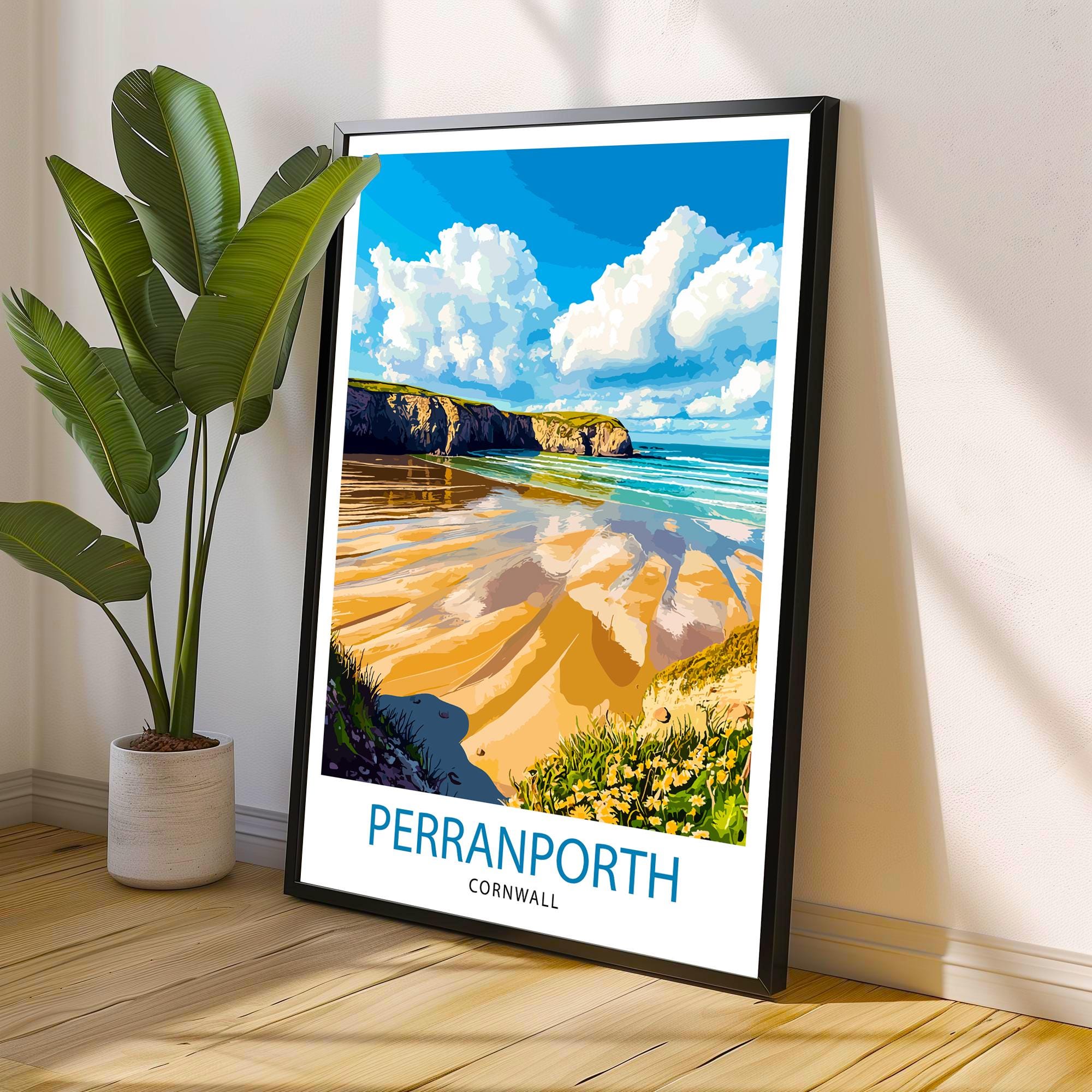 Perranporth Cornwall Travel Poster