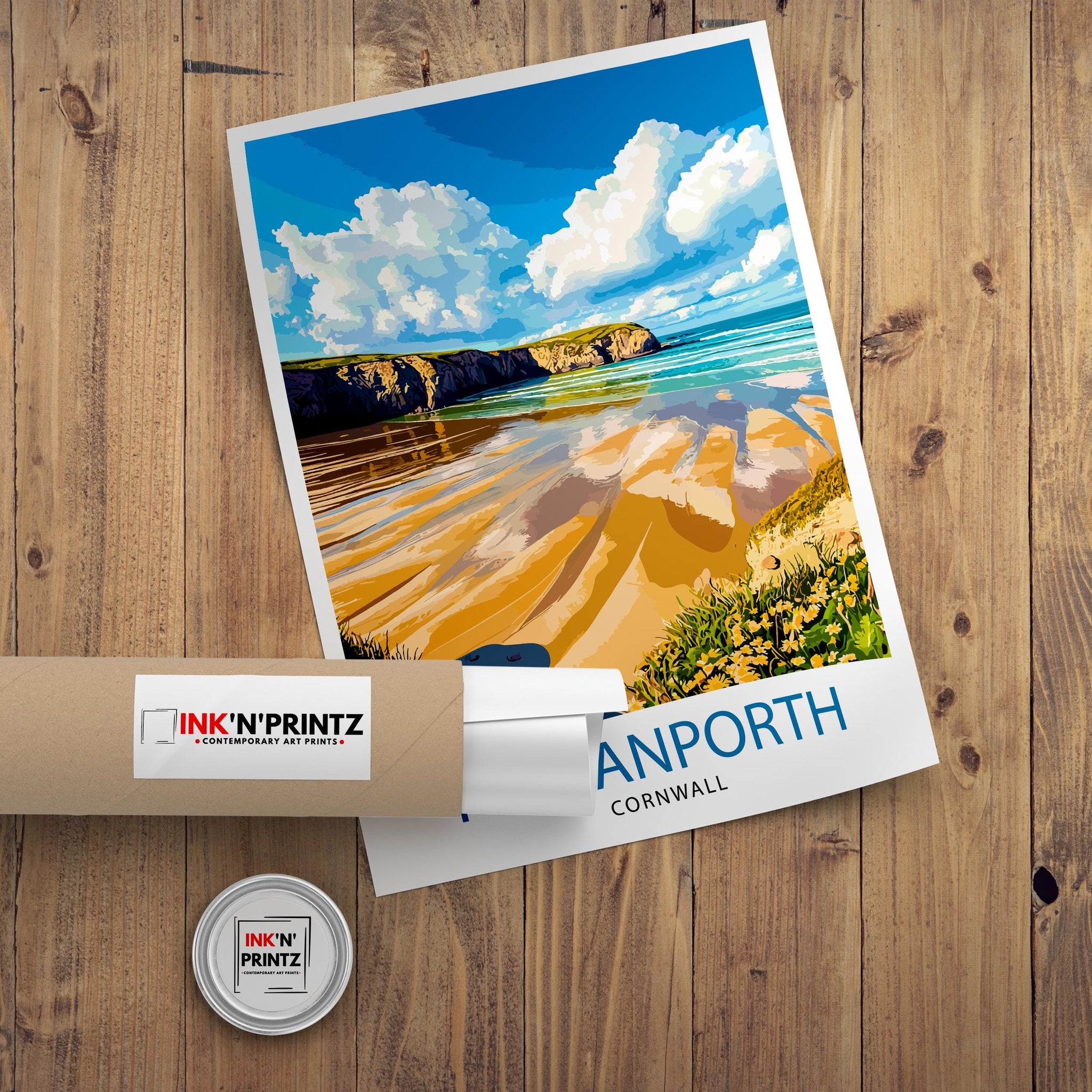 Perranporth Cornwall Travel Poster