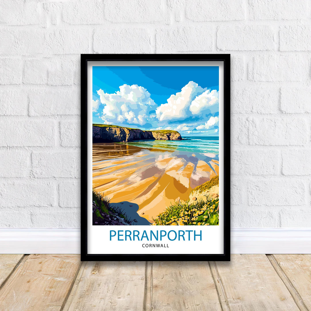 Perranporth Cornwall Travel Poster