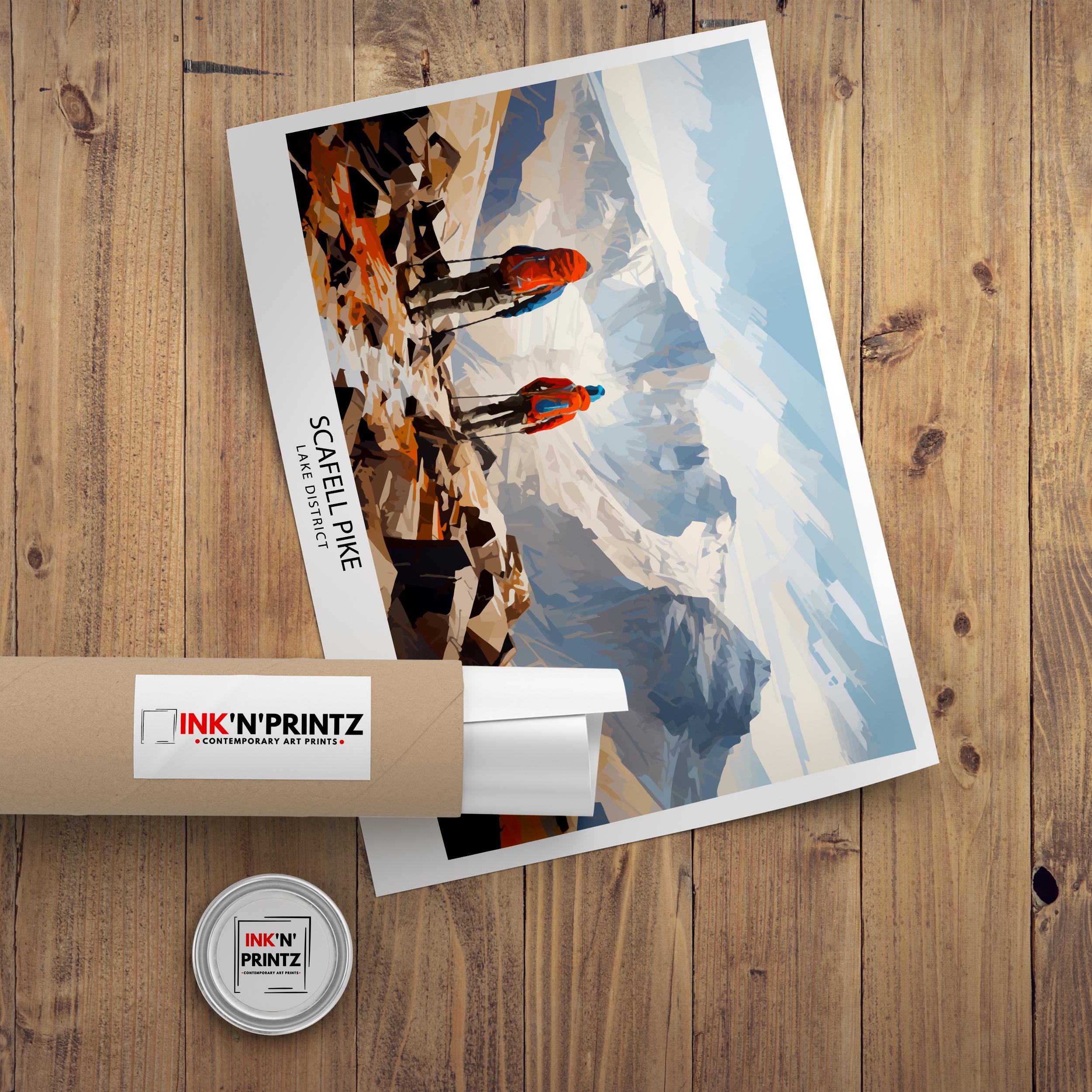 Scafell Pike Travel Print Lake District Wall Art Scafell Pike Illustration England Travel Poster Gift for Hikers Mountain Wall Decor
