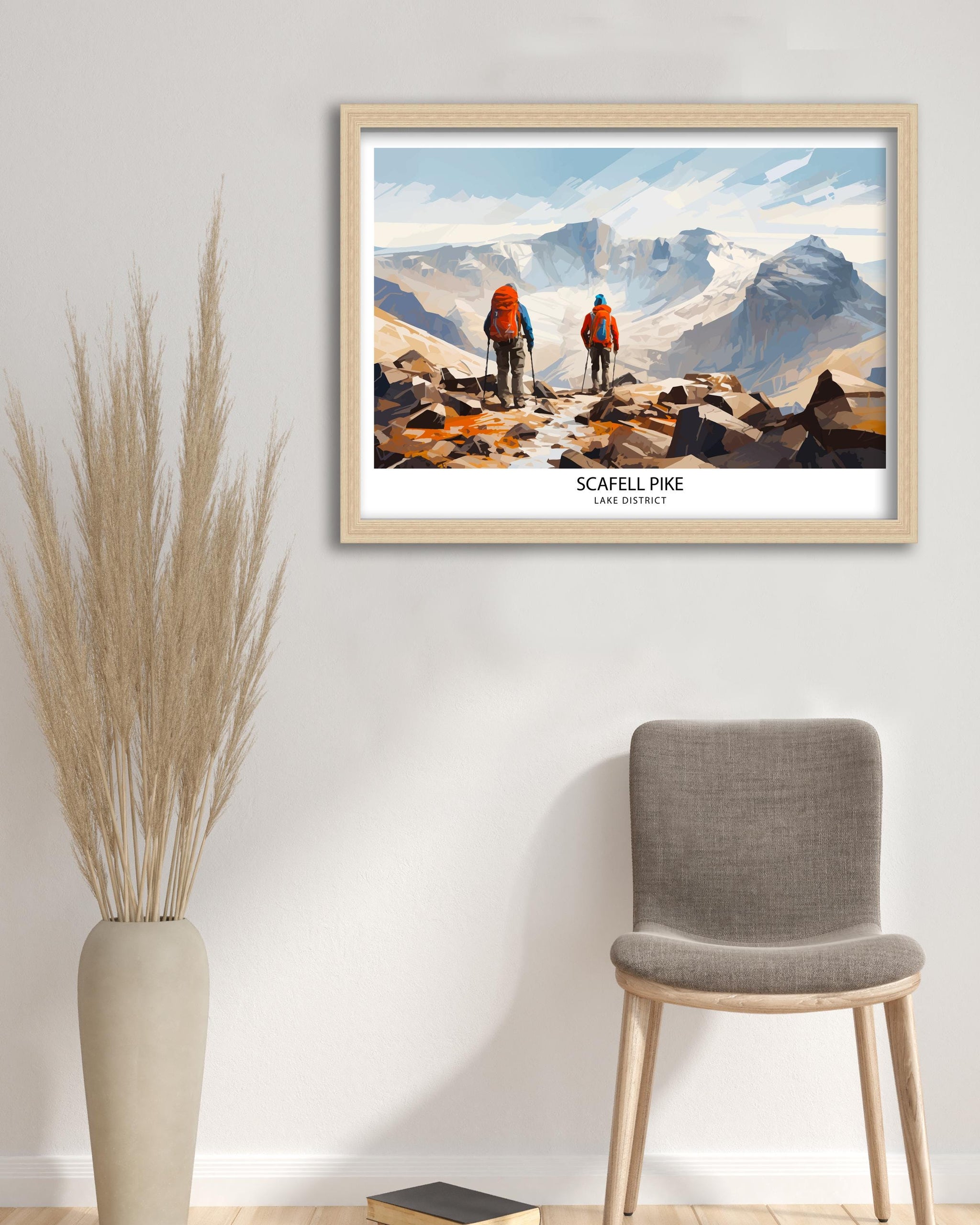 Scafell Pike Travel Print Lake District Wall Art Scafell Pike Illustration England Travel Poster Gift for Hikers Mountain Wall Decor