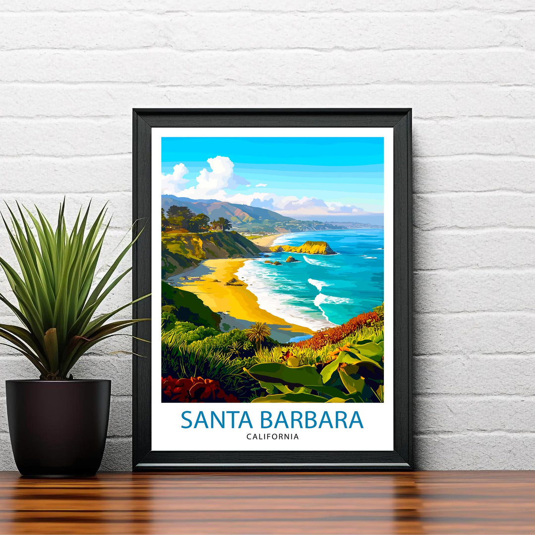 Santa Barbara California Travel Print Wall Decor Wall Art Santa Barbara Beach Wall Hanging Home Décor Santa Barbara Gift Art Lovers Coastal