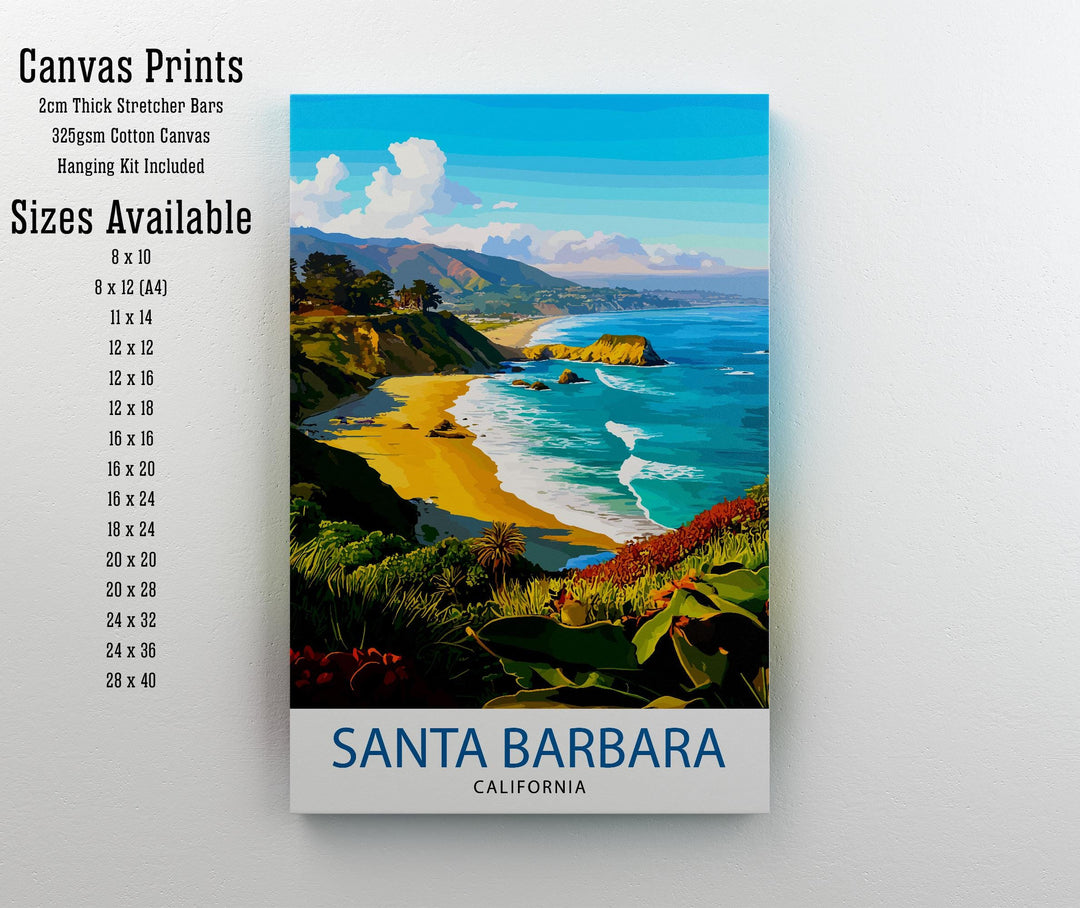 Santa Barbara California Travel Print Wall Decor Wall Art Santa Barbara Beach Wall Hanging Home Décor Santa Barbara Gift Art Lovers Coastal