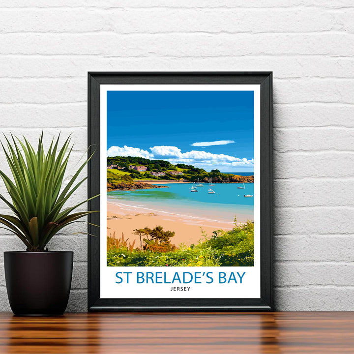 St. Brelade’s Bay Jersey Travel Print Wall Decor Wall Art St. Brelade’s Beach Wall Hanging Home Décor Jersey Gift Art Lovers Coastal