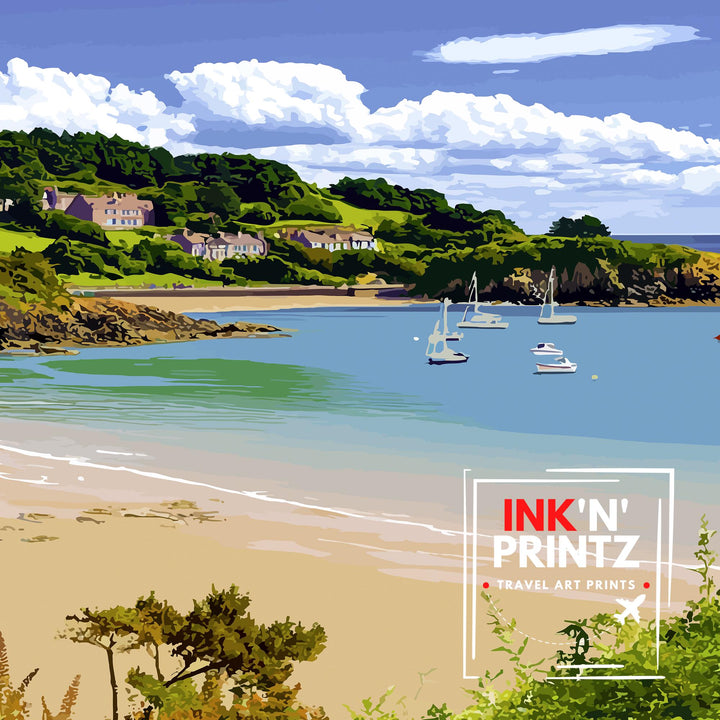 St. Brelade’s Bay Jersey Travel Print Wall Decor Wall Art St. Brelade’s Beach Wall Hanging Home Décor Jersey Gift Art Lovers Coastal