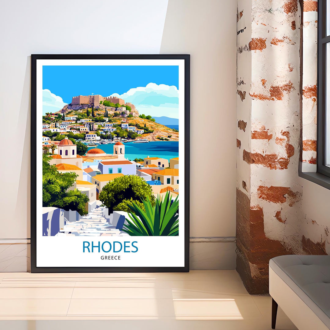 Rhodes Greece Travel Print Wall Decor Wall Art Rhodes Old Town Wall Hanging Home Décor Greek Islands Gift Art Lovers Mediterranean Art Lover