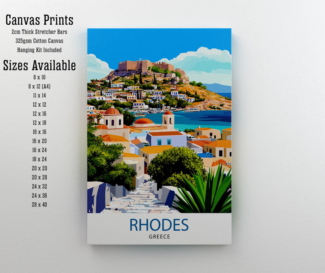 Rhodes Greece Travel Print Wall Decor Wall Art Rhodes Old Town Wall Hanging Home Décor Greek Islands Gift Art Lovers Mediterranean Art Lover