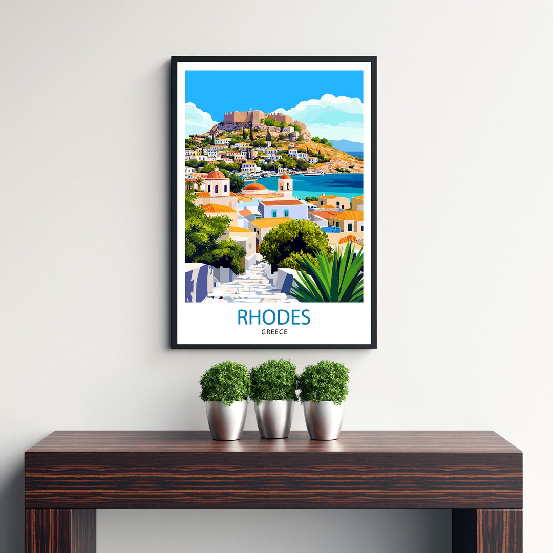 Rhodes Greece Travel Print Wall Decor Wall Art Rhodes Old Town Wall Hanging Home Décor Greek Islands Gift Art Lovers Mediterranean Art Lover