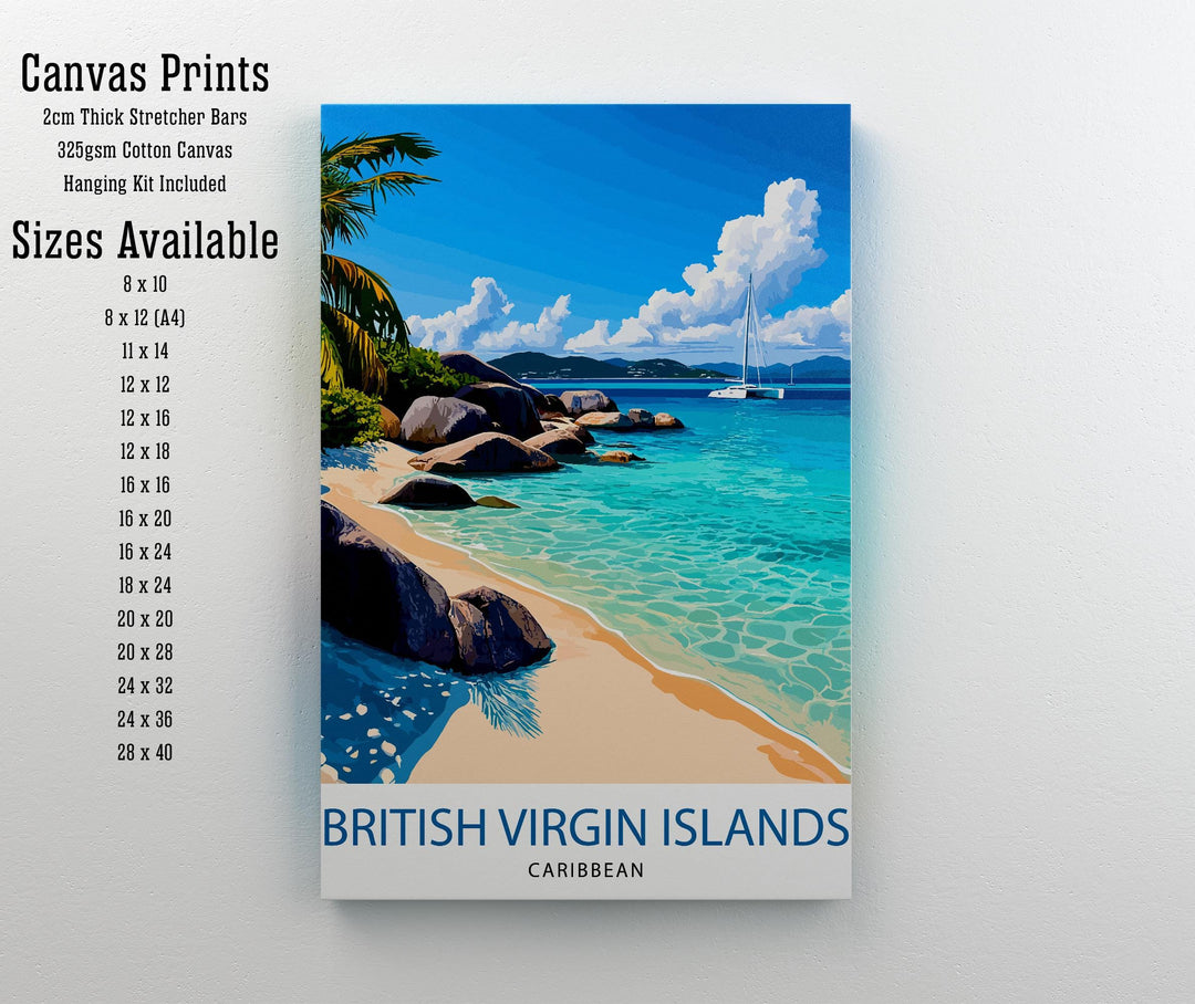 British Virgin Islands Travel Print Wall Decor Wall Art BVI Tropical Landscape Wall Hanging Home Décor Caribbean Gift Art Lovers Beach Art