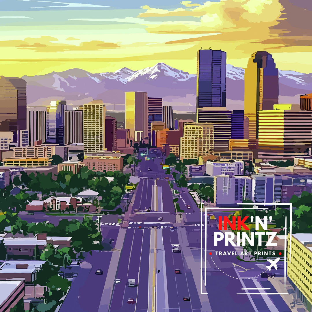 Denver Colorado Travel Print Wall Decor Wall Art Denver Skyline Wall Hanging Home Décor Mile High City Gift Art Lovers Urban Landscape Art