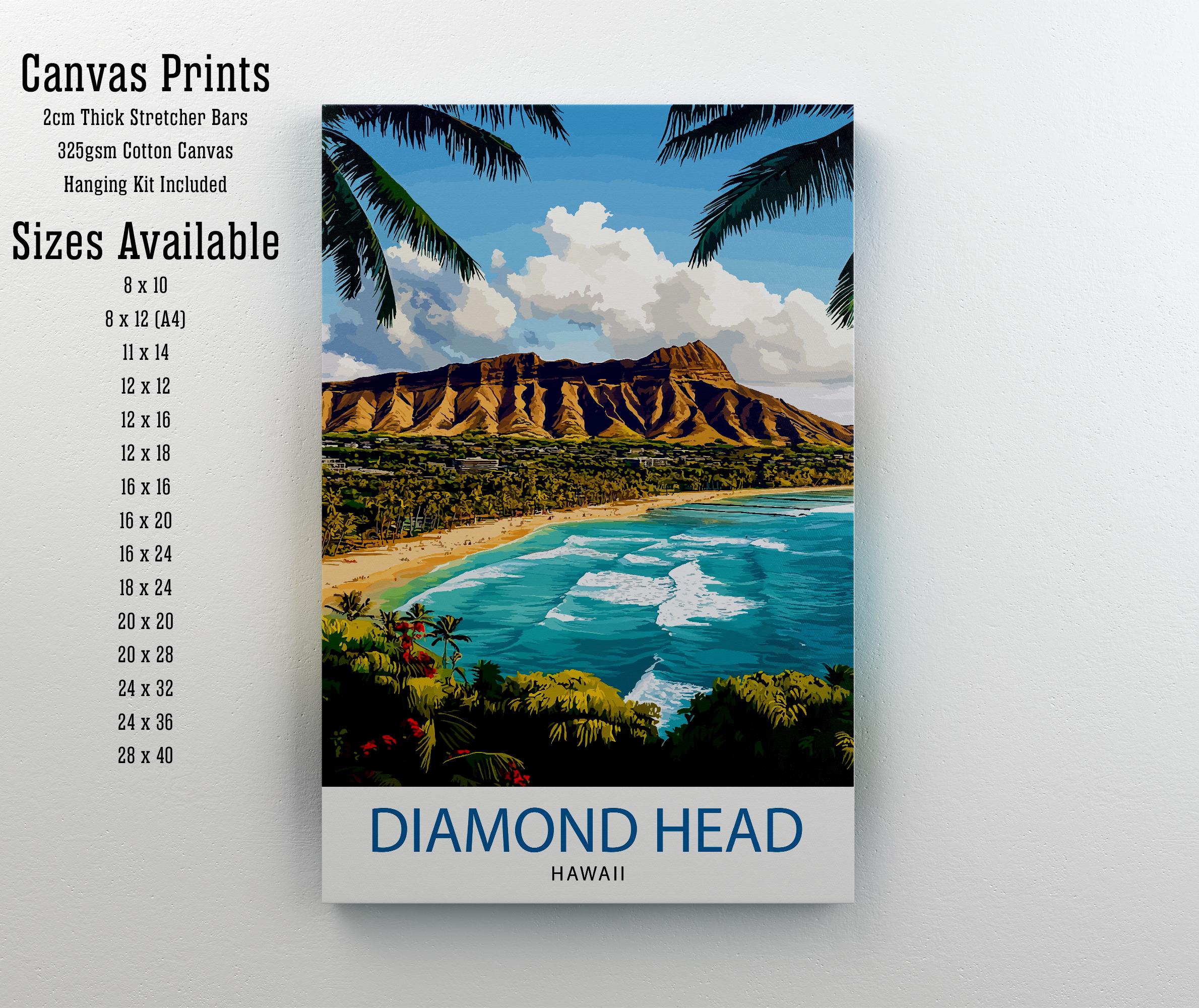 Diamond Head Hawaii Travel Print Wall Decor Wall Art Diamond Head Landscape Wall Hanging Home Décor Hawaiian Volcano Gift Art Lovers Scenic