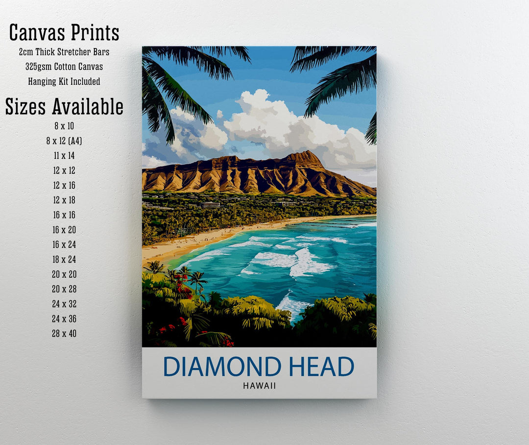 Diamond Head Hawaii Travel Print Wall Decor Wall Art Diamond Head Landscape Wall Hanging Home Décor Hawaiian Volcano Gift Art Lovers Scenic