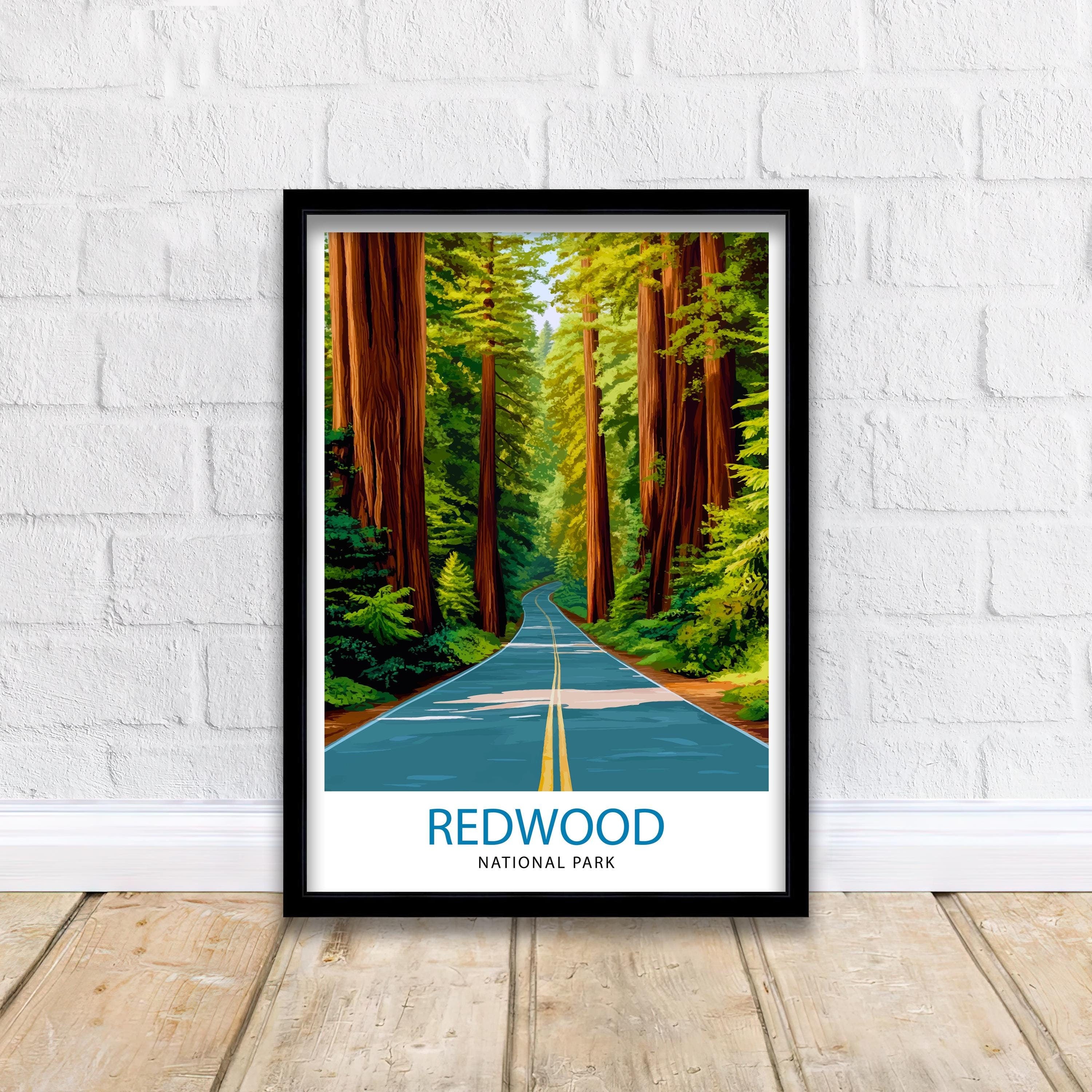 Redwood National Park California Travel Print Wall Decor Wall Art Redwood Forest Landscape Wall Hanging Home Décor National Park Gift Art