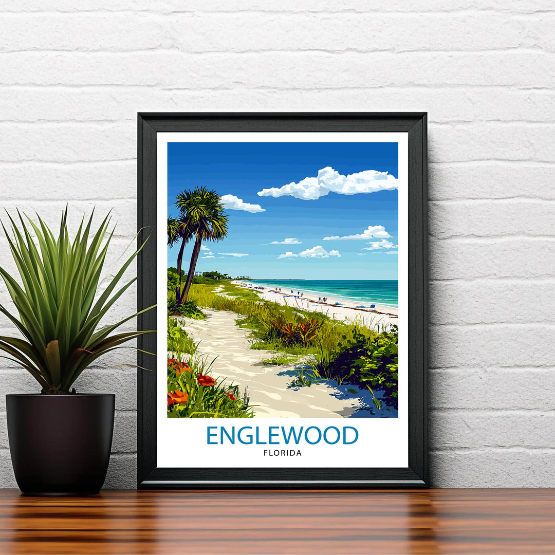 Englewood Florida Travel Print Wall Decor Wall Art Englewood Wall Hanging Home Décor Englewood Gift Art Lovers Florida Art Lover Gift Print