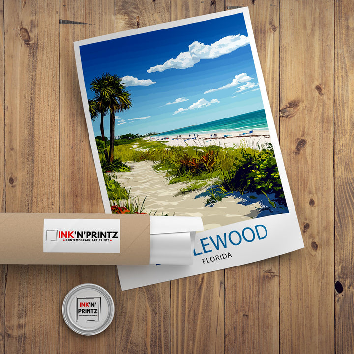 Englewood Florida Travel Print Wall Decor Wall Art Englewood Wall Hanging Home Décor Englewood Gift Art Lovers Florida Art Lover Gift Print